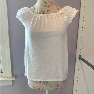 Cat & Jack White Eyelet Sleeve Tee